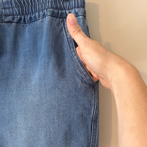 Splendid Chambray Jean Shorts High Rise Size Medium Elastic Waist 100% Tencel - Picture 5 of 8